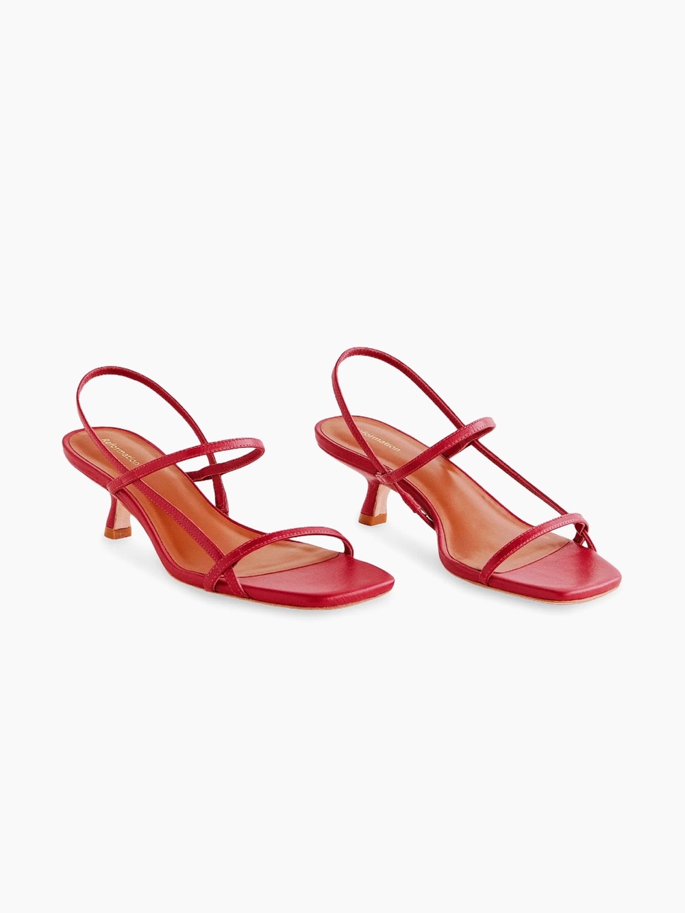 Reformation Serenity Bare Leather Slingback Sandals; Color: Scarlet; Size: 8